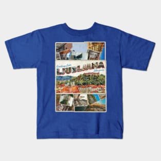 Greetings from Ljubljana in Slovenia Vintage style retro souvenir Kids T-Shirt